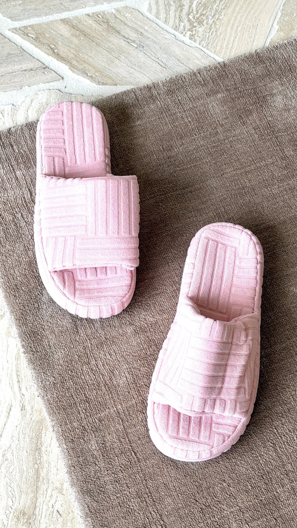 Terry Towelling Slippers - Light Pink - Billy J