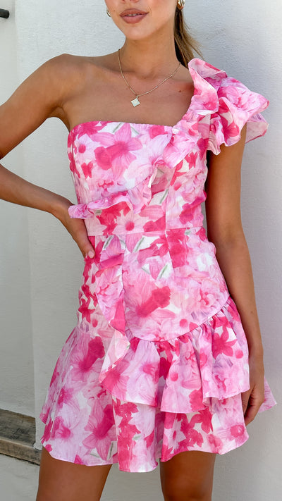 Load image into Gallery viewer, Carmina Mini Dress - Pink Floral
