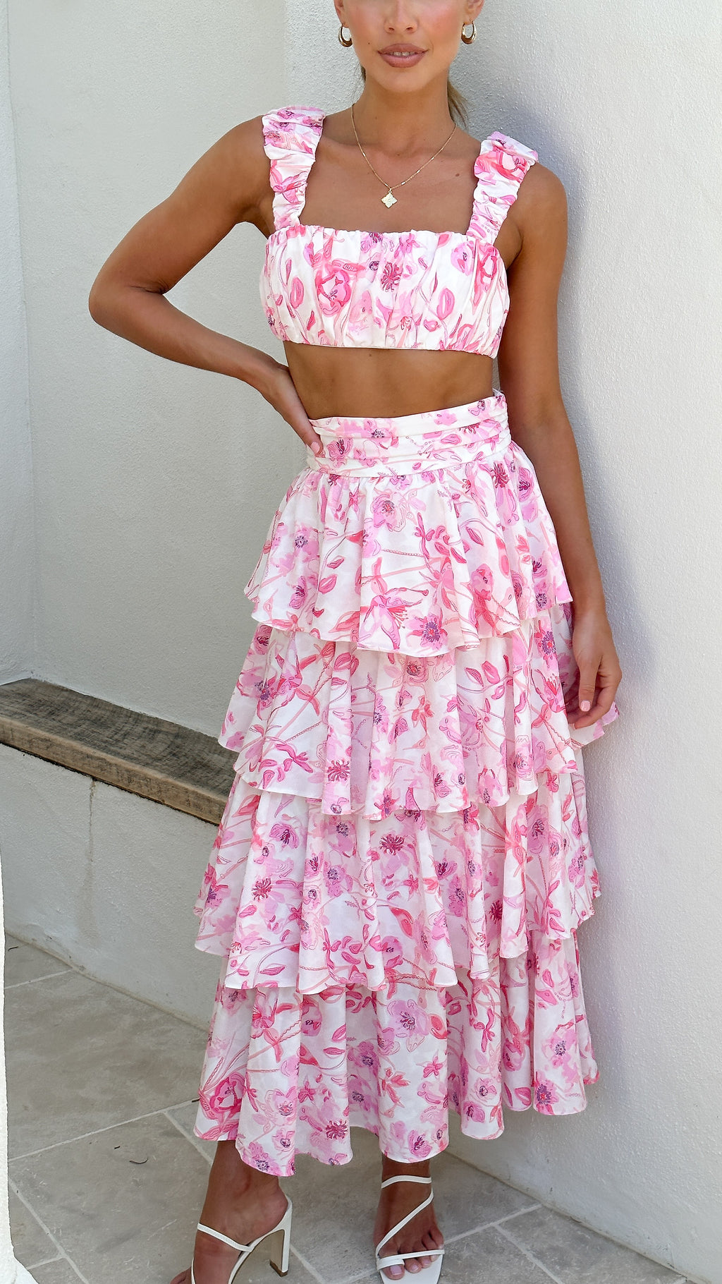 Kelly Top and Skirt Set - Pink