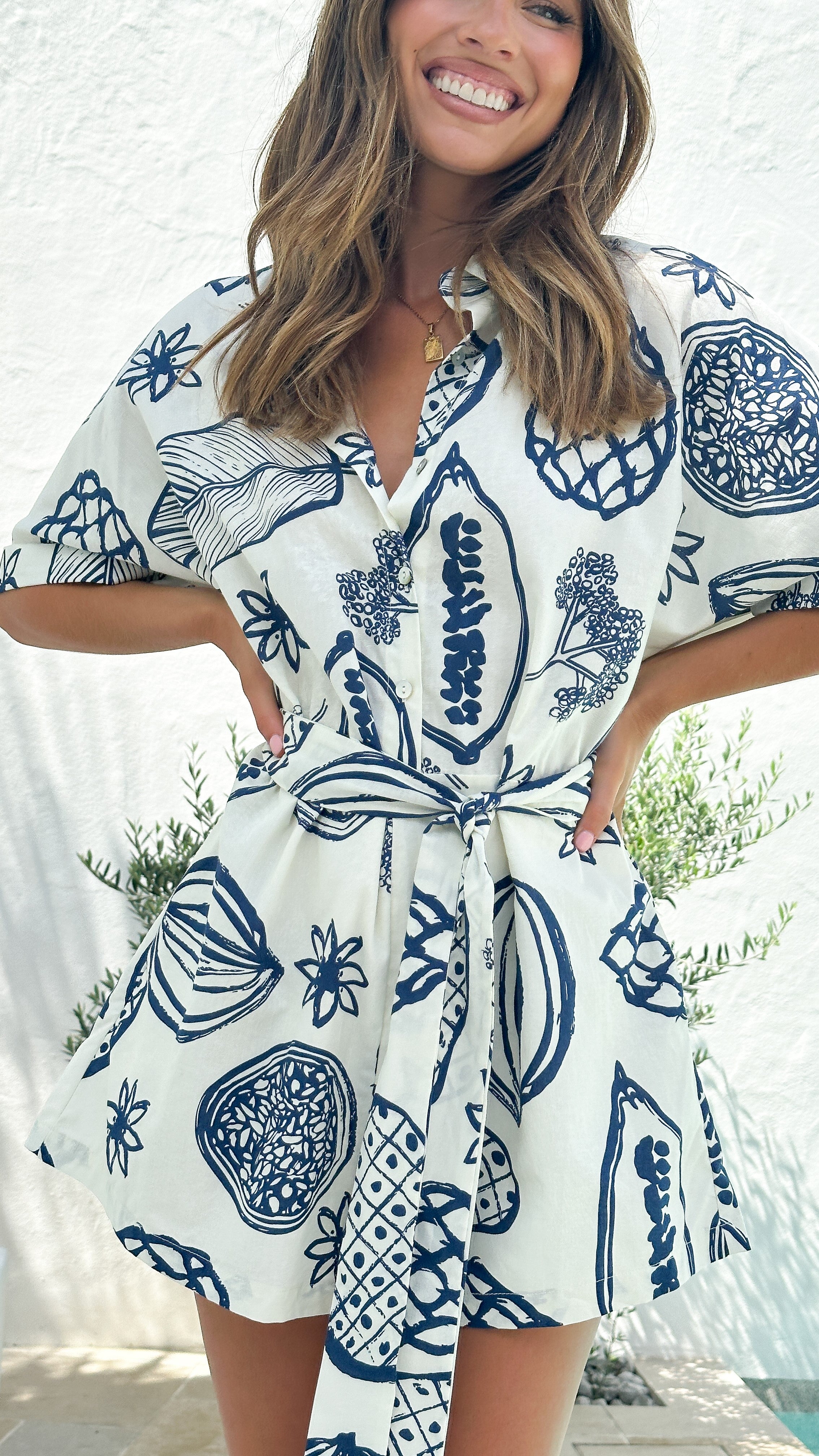 Holiday Playsuit - Blue Print