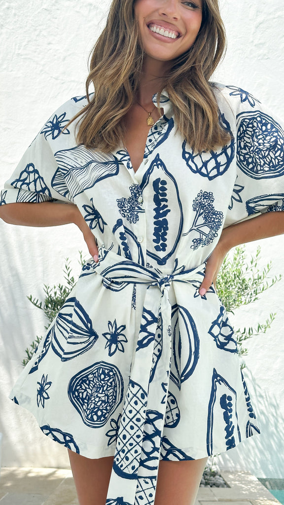 Holiday Playsuit - Blue Print