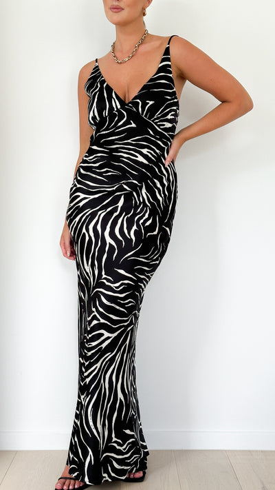 Load image into Gallery viewer, Zita Maxi Dress - Black/White
