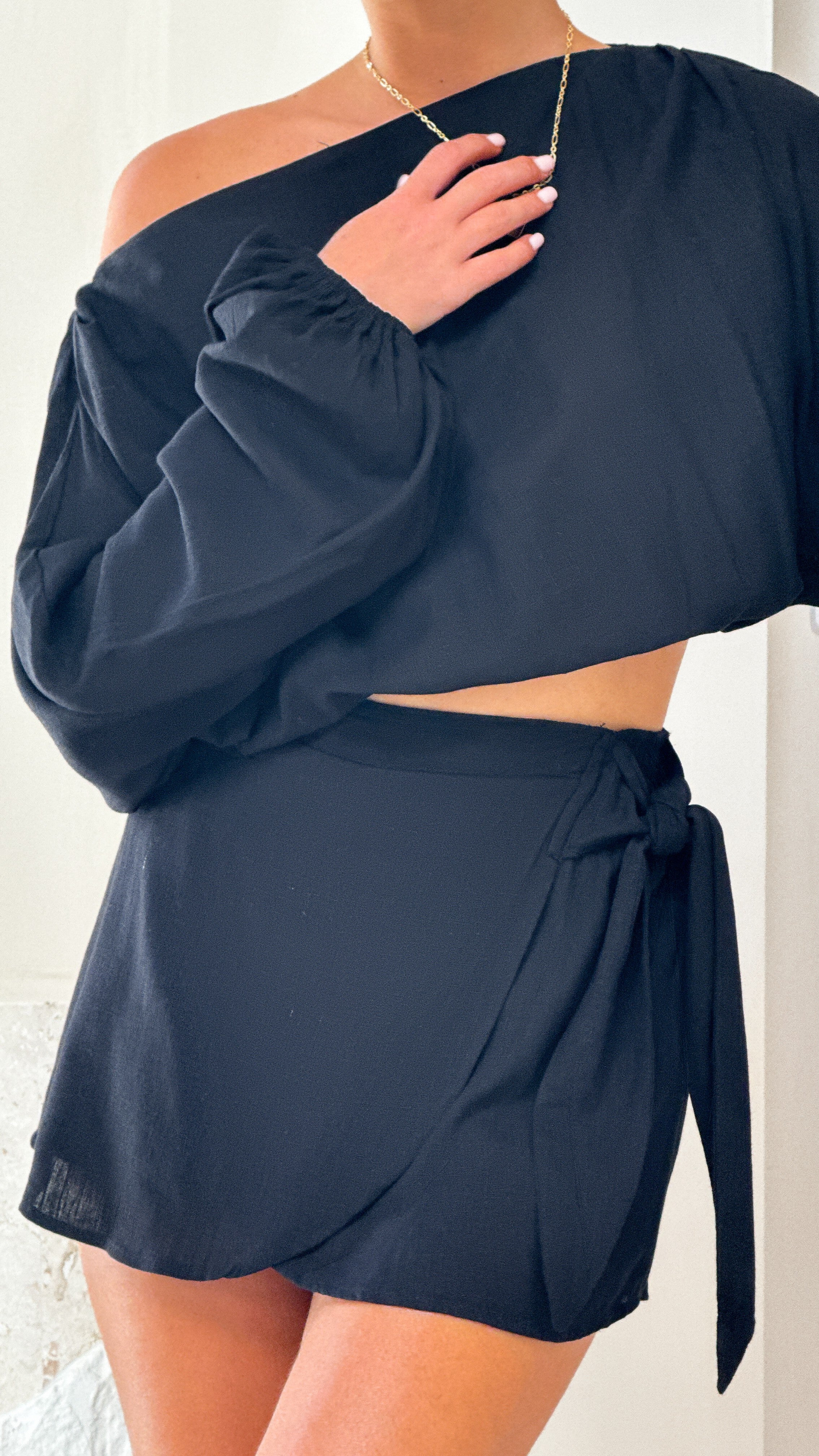 Ilara Wrap Skort - Black - Billy J