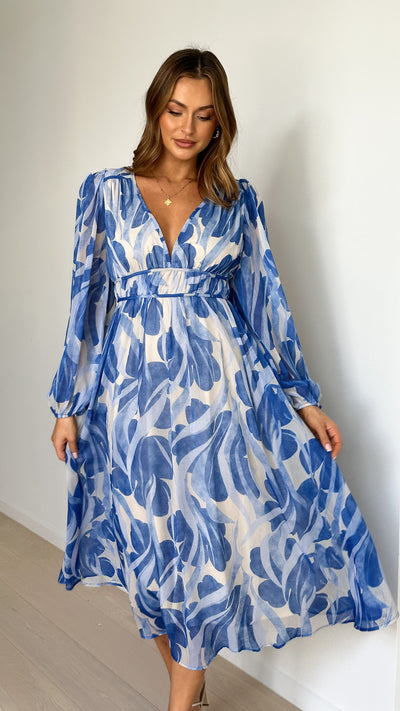 Load image into Gallery viewer, Luana Midi Dress - Blue - Billy J
