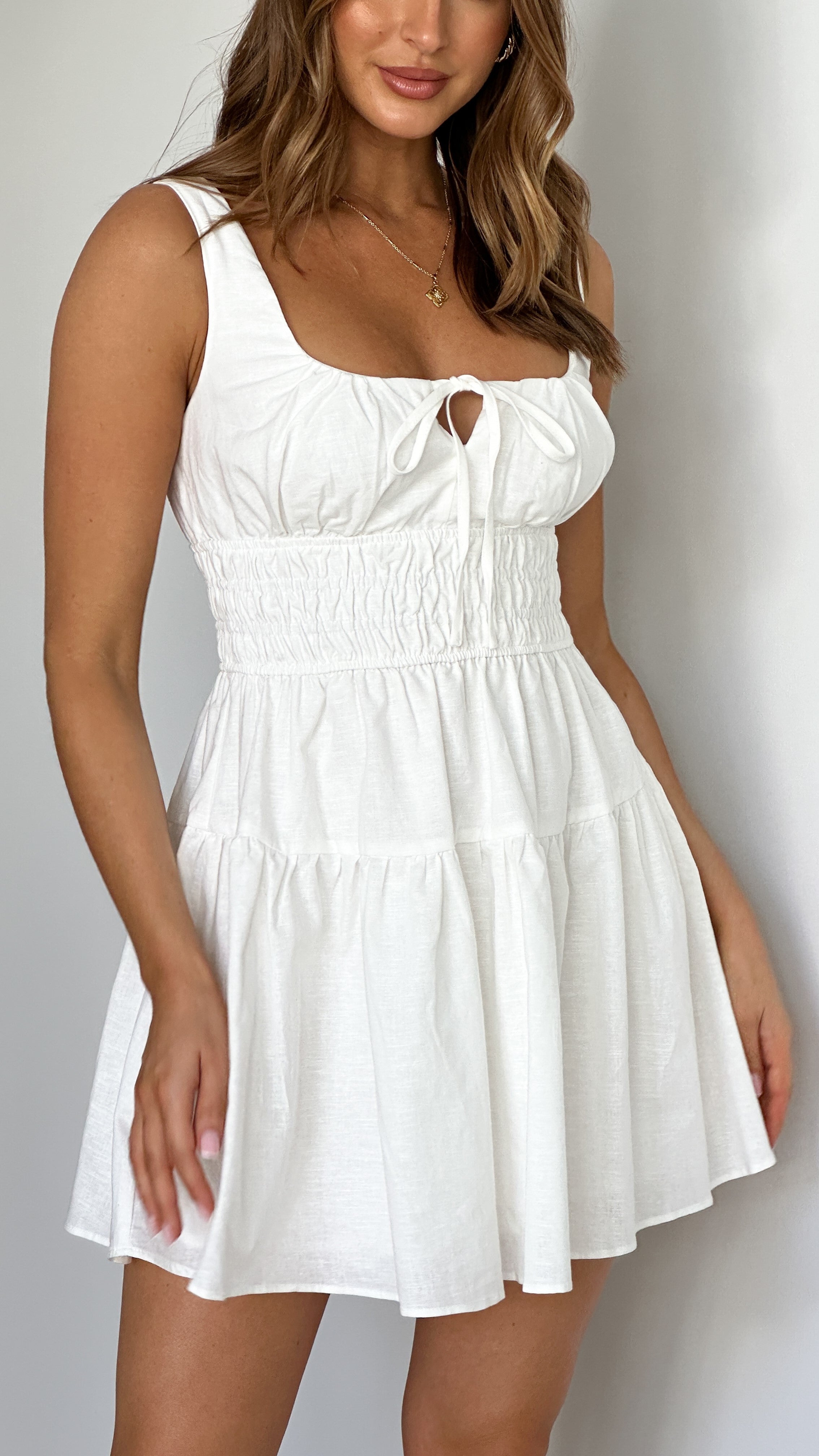 Abrina Mini Dress - White - Billy J