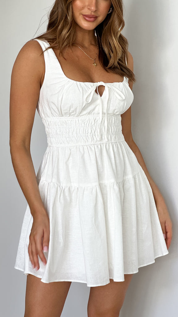 Abrina Mini Dress - White - Billy J