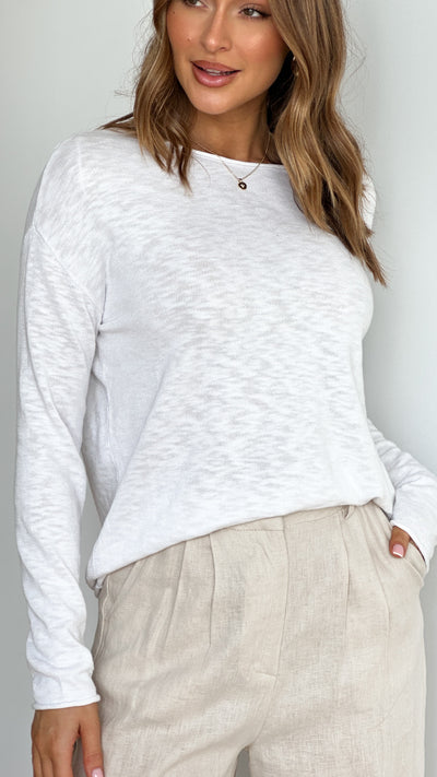 Load image into Gallery viewer, Nellie Long Sleeve Top - White - Billy J
