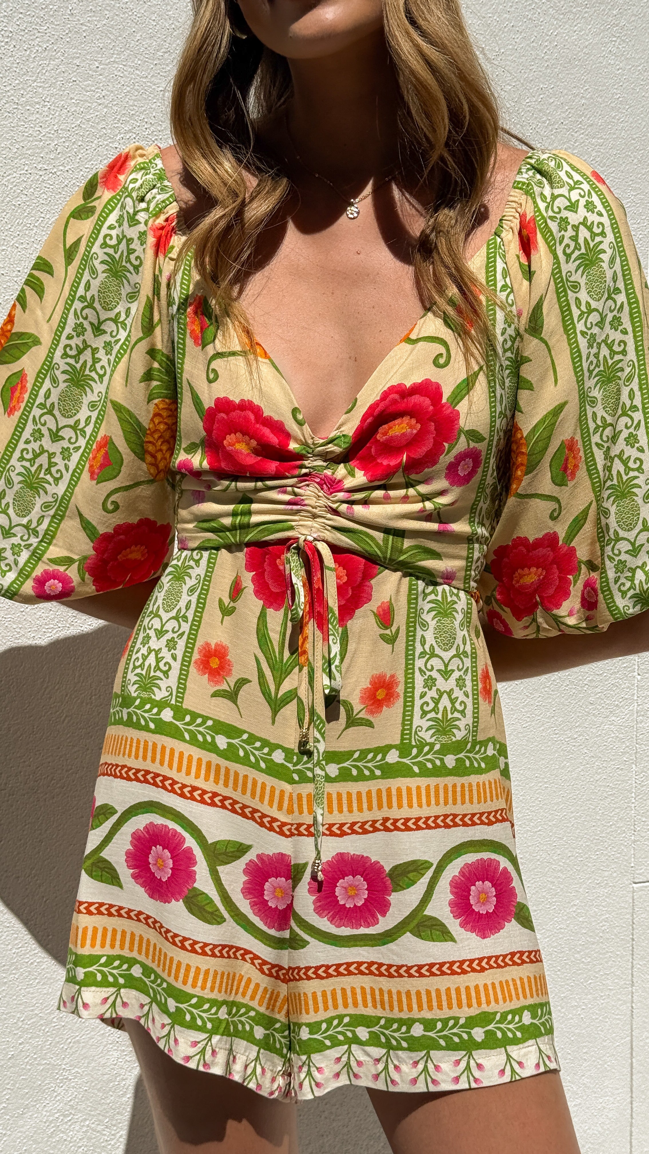 Janiya Puff Sleeve Playsuit - Sunkissed Print - Billy J