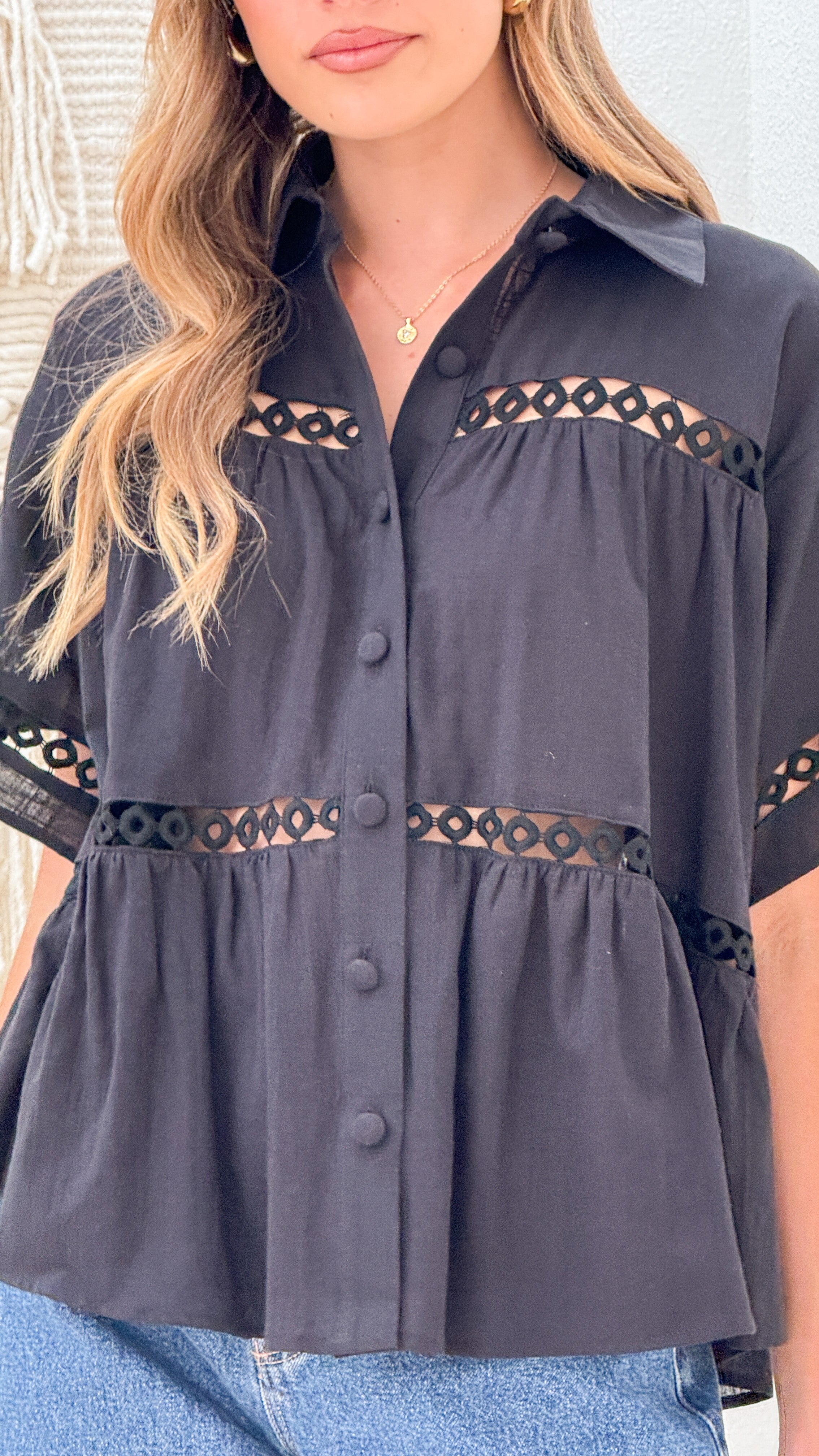 Azaria Button Up Shirt - Black - Billy J