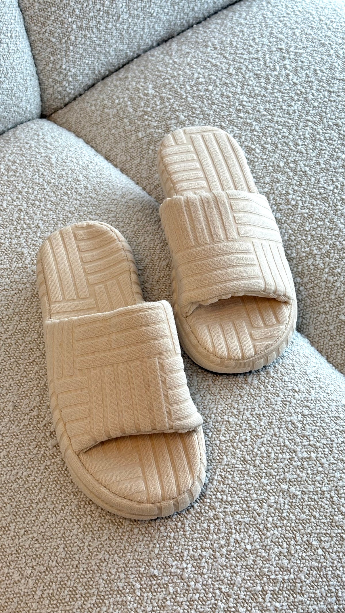 Terry Towelling Slippers - Cream - Billy J
