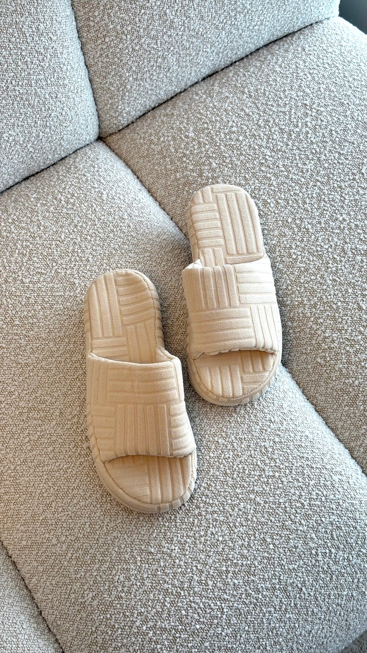Terry Towelling Slippers - Cream - Billy J