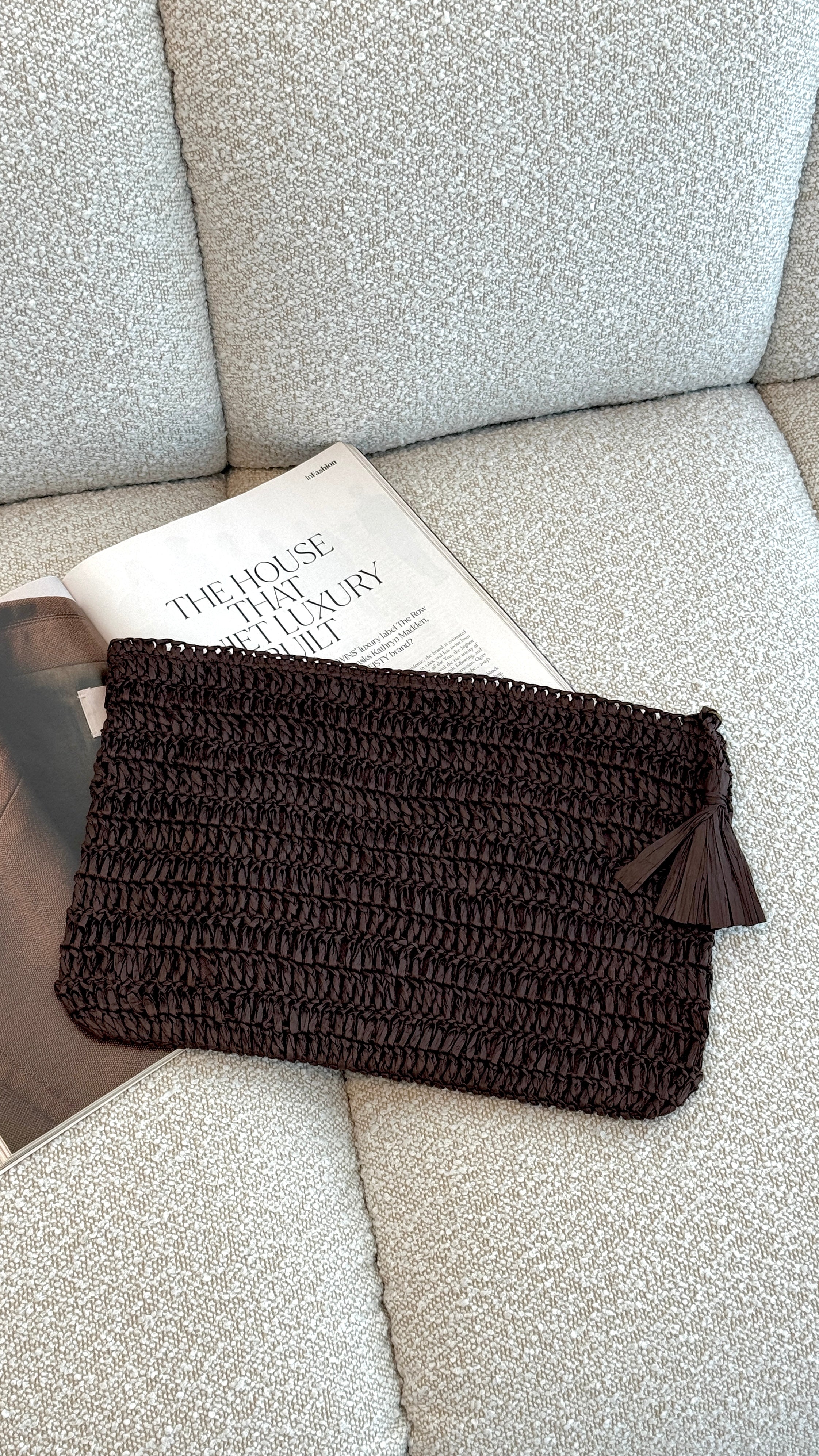 Paper Weave Large Pouch - Chocolate - Billy J