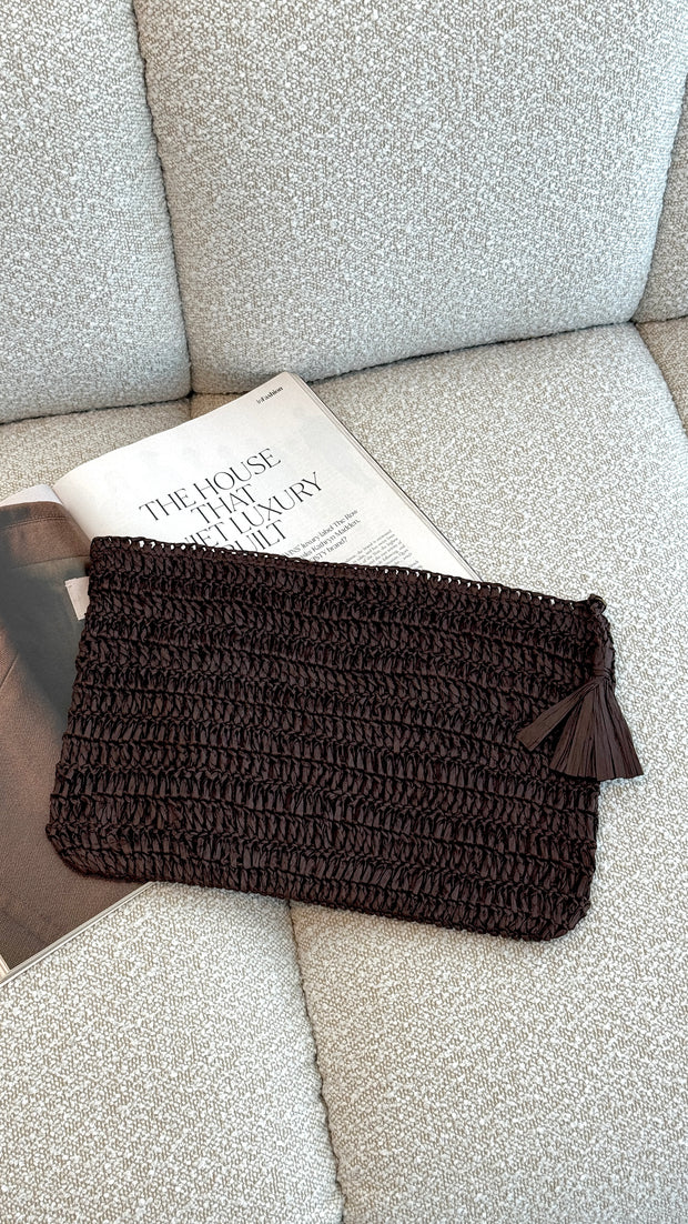 Paper Weave Large Pouch - Chocolate - Billy J