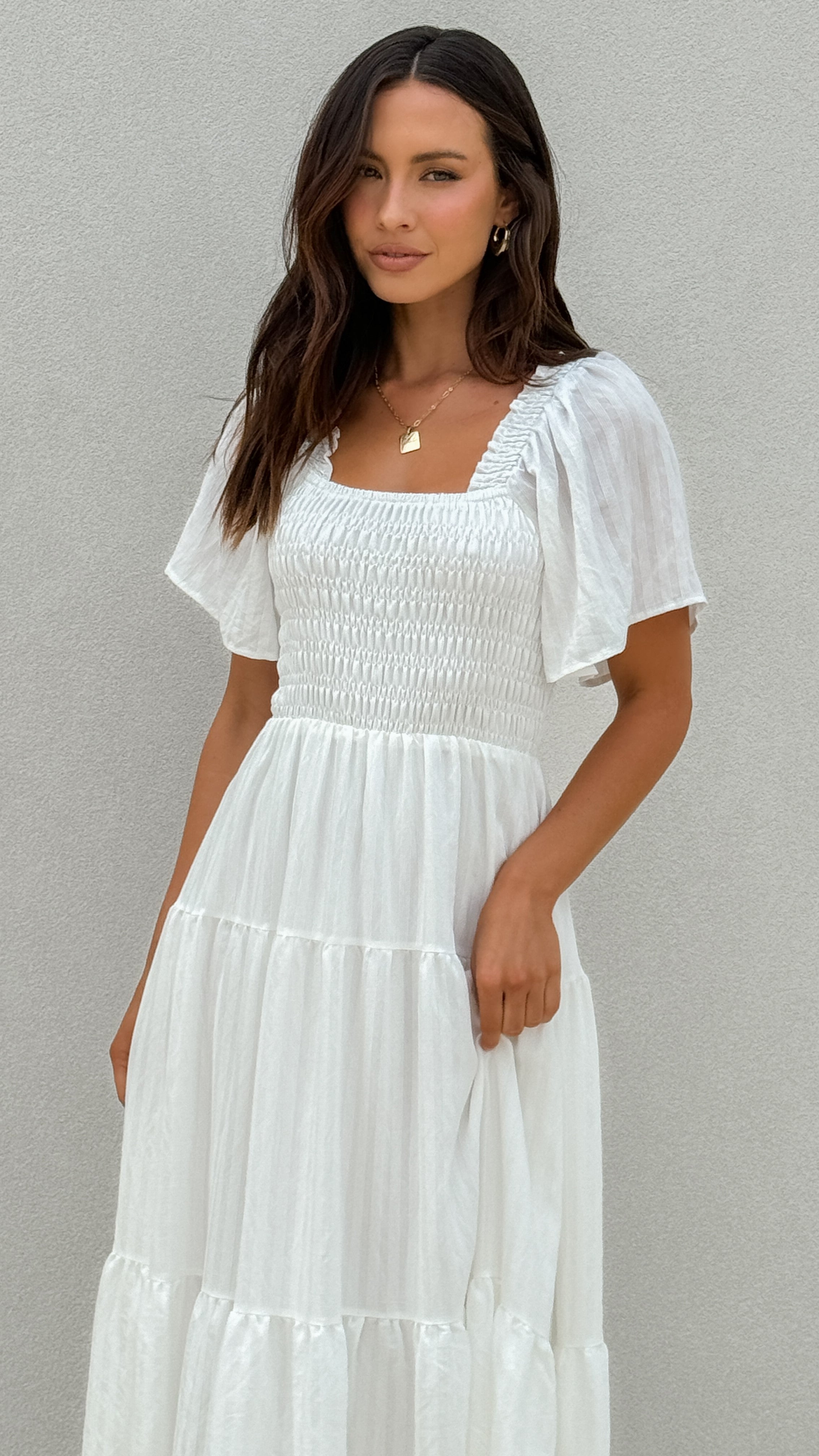 Lainey Midi Dress - White - Billy J