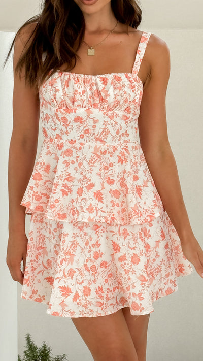 Load image into Gallery viewer, Page Mini Dress - Peach Floral - Billy J
