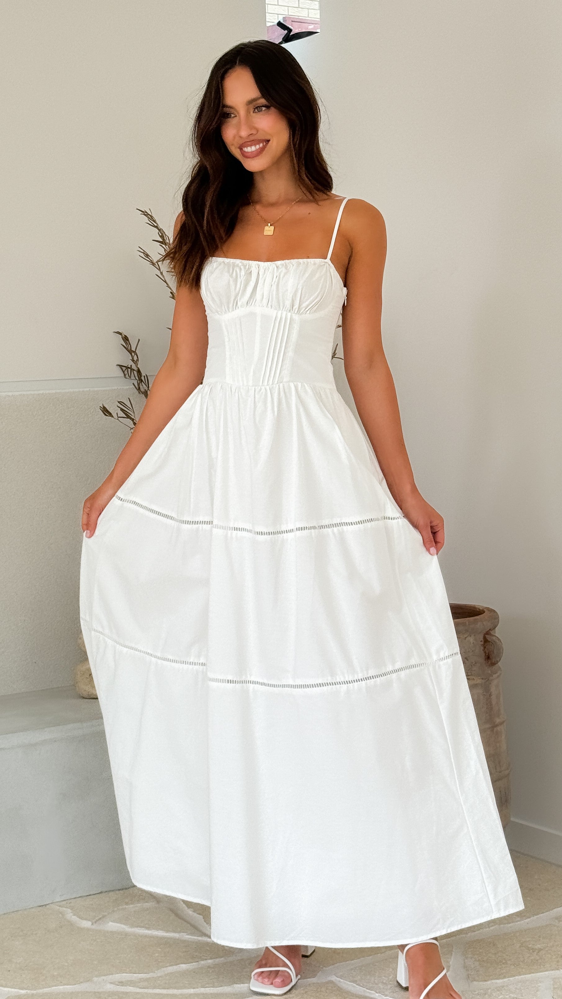 Isabella Maxi Dress - White - Billy J