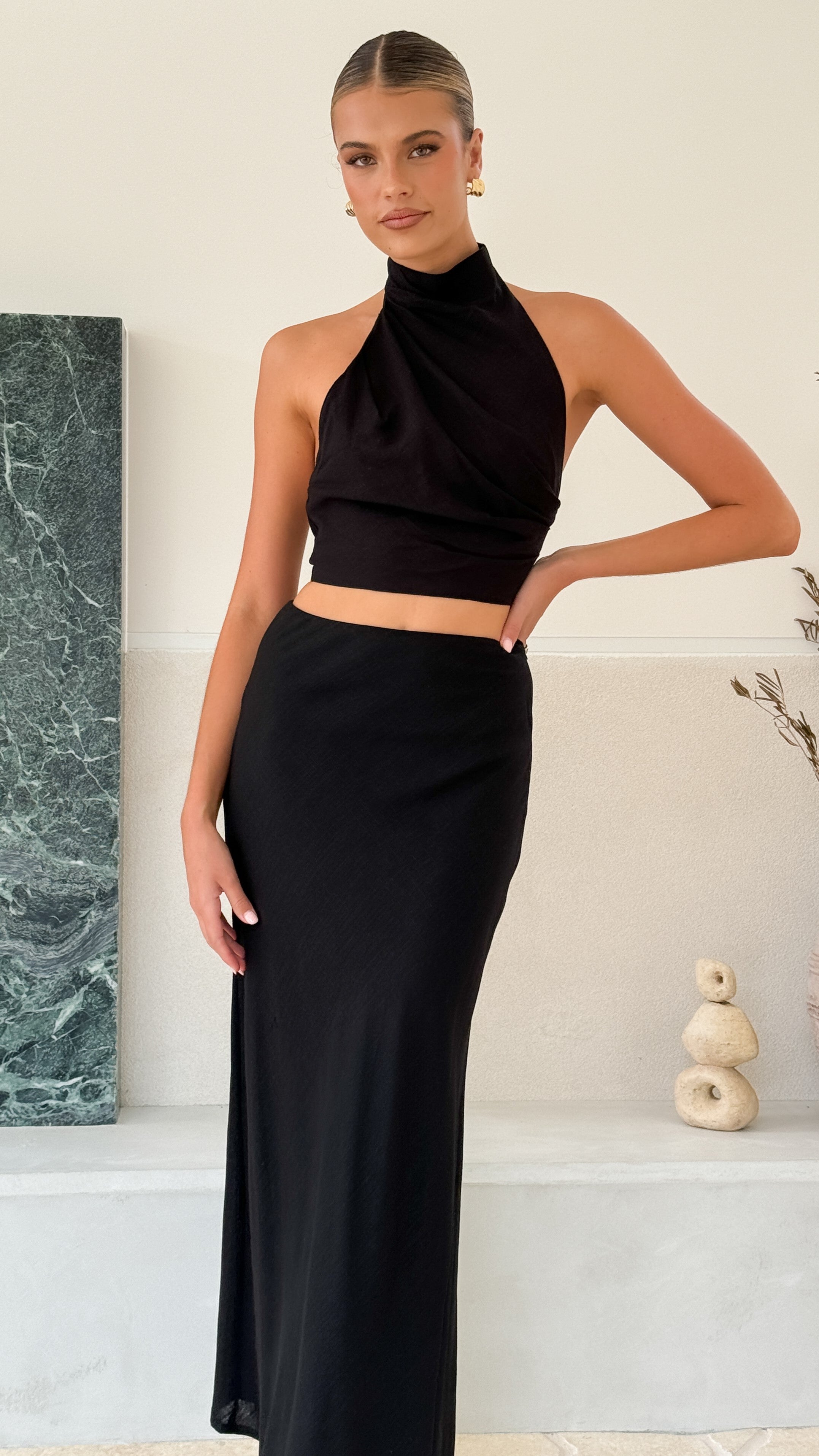 Nicole Maxi Skirt - Black - Billy J