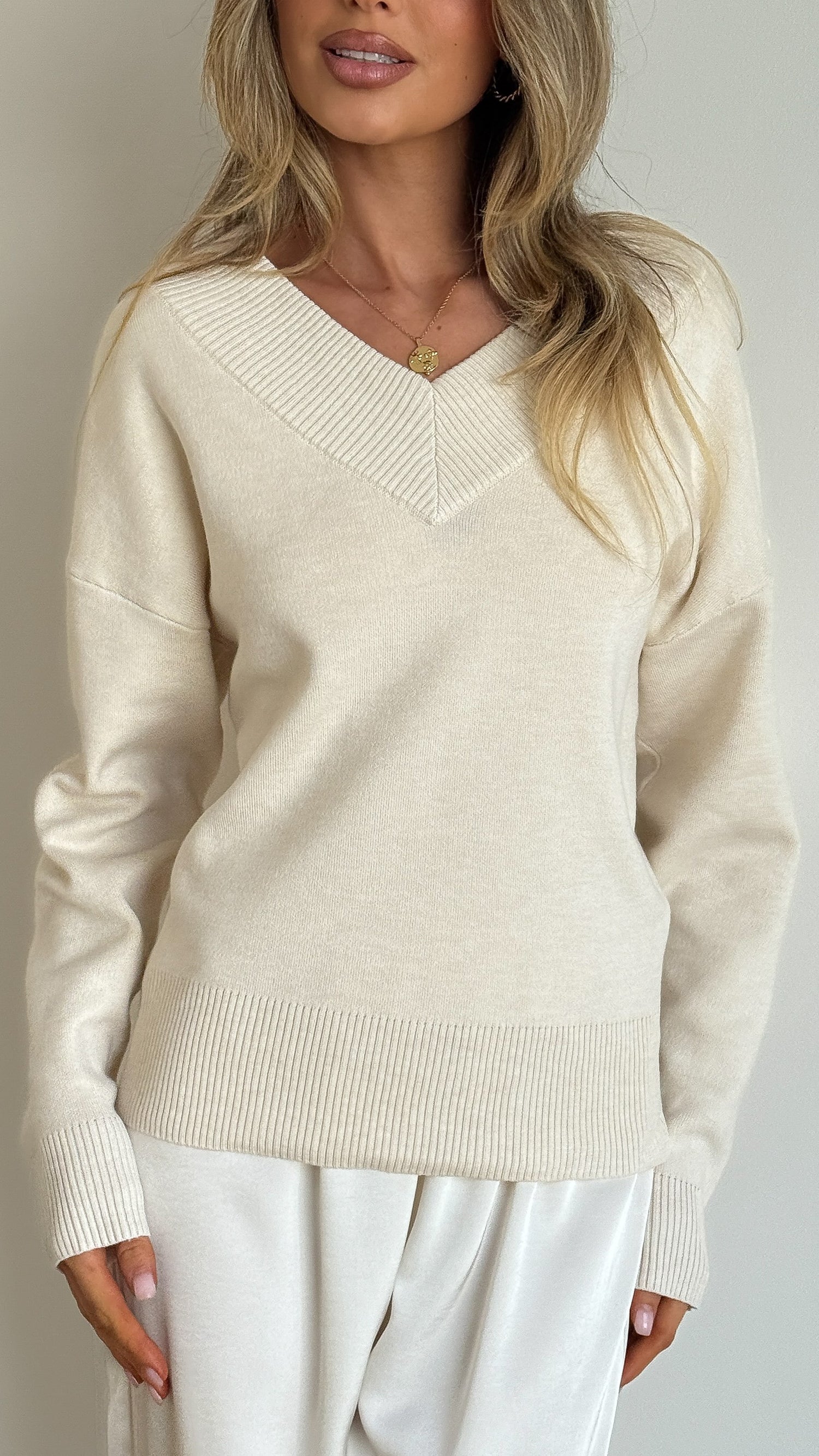 Sophie Knit Sweater - Cream - Billy J