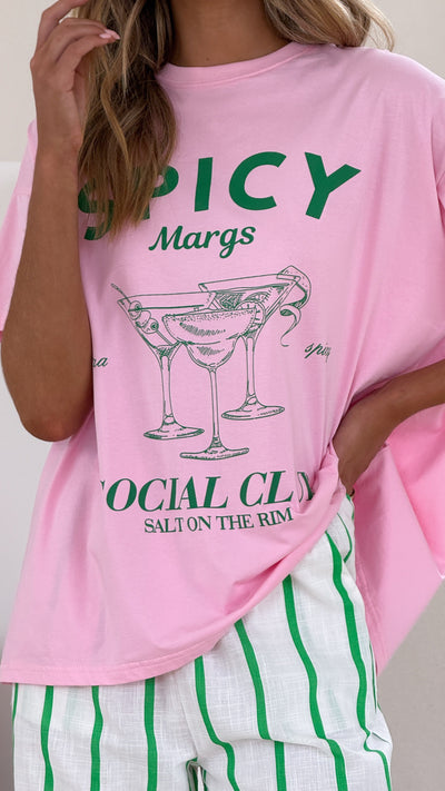 Load image into Gallery viewer, Spicy Margs Club Tee and Pant Set - Pink/Green - Billy J
