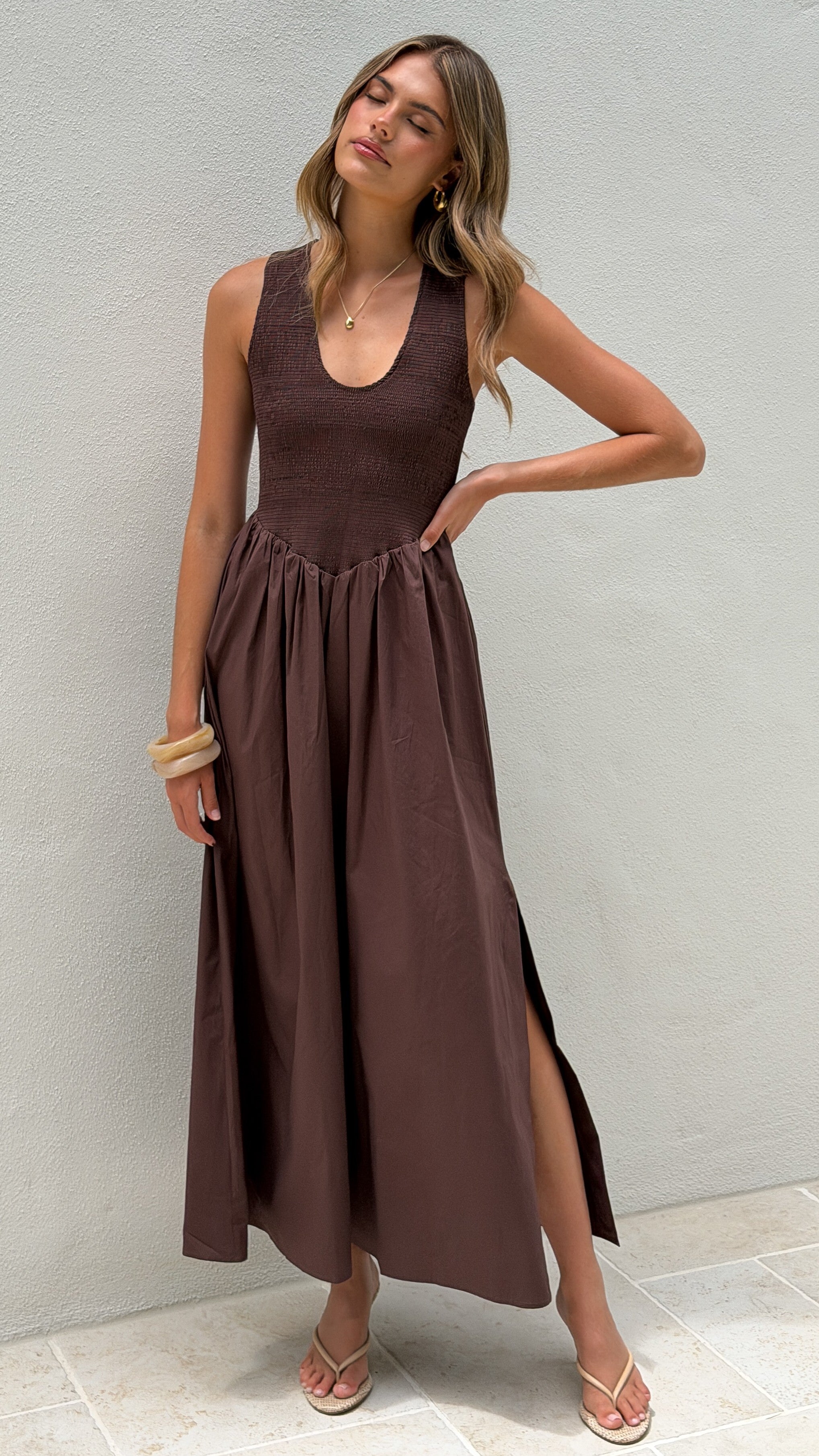 Amira Maxi Dress - Chocolate - Billy J