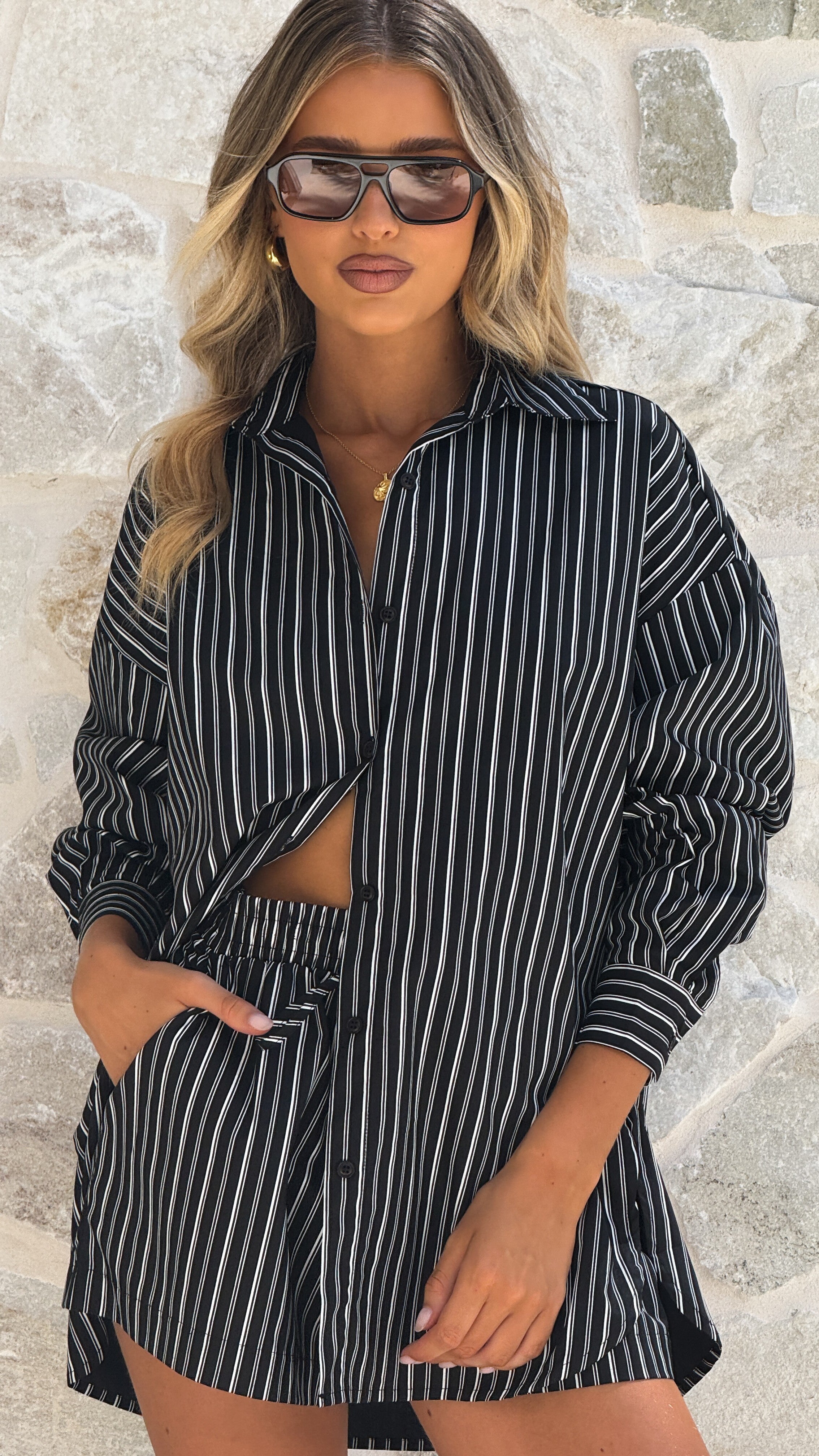Arli Button Up Shirt - Black/White - Billy J