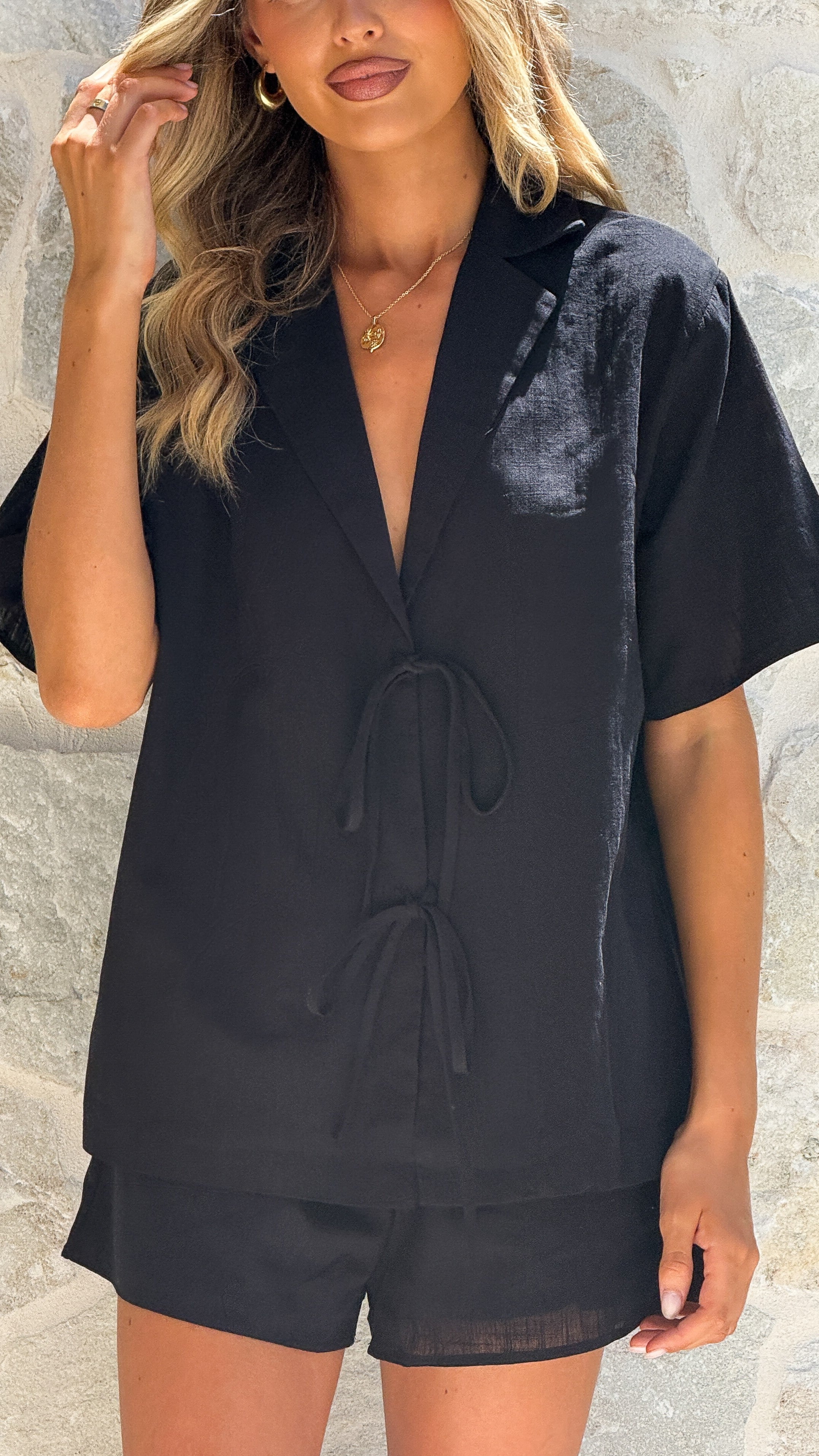 Vesper Top and Shorts Set - Black - Billy J