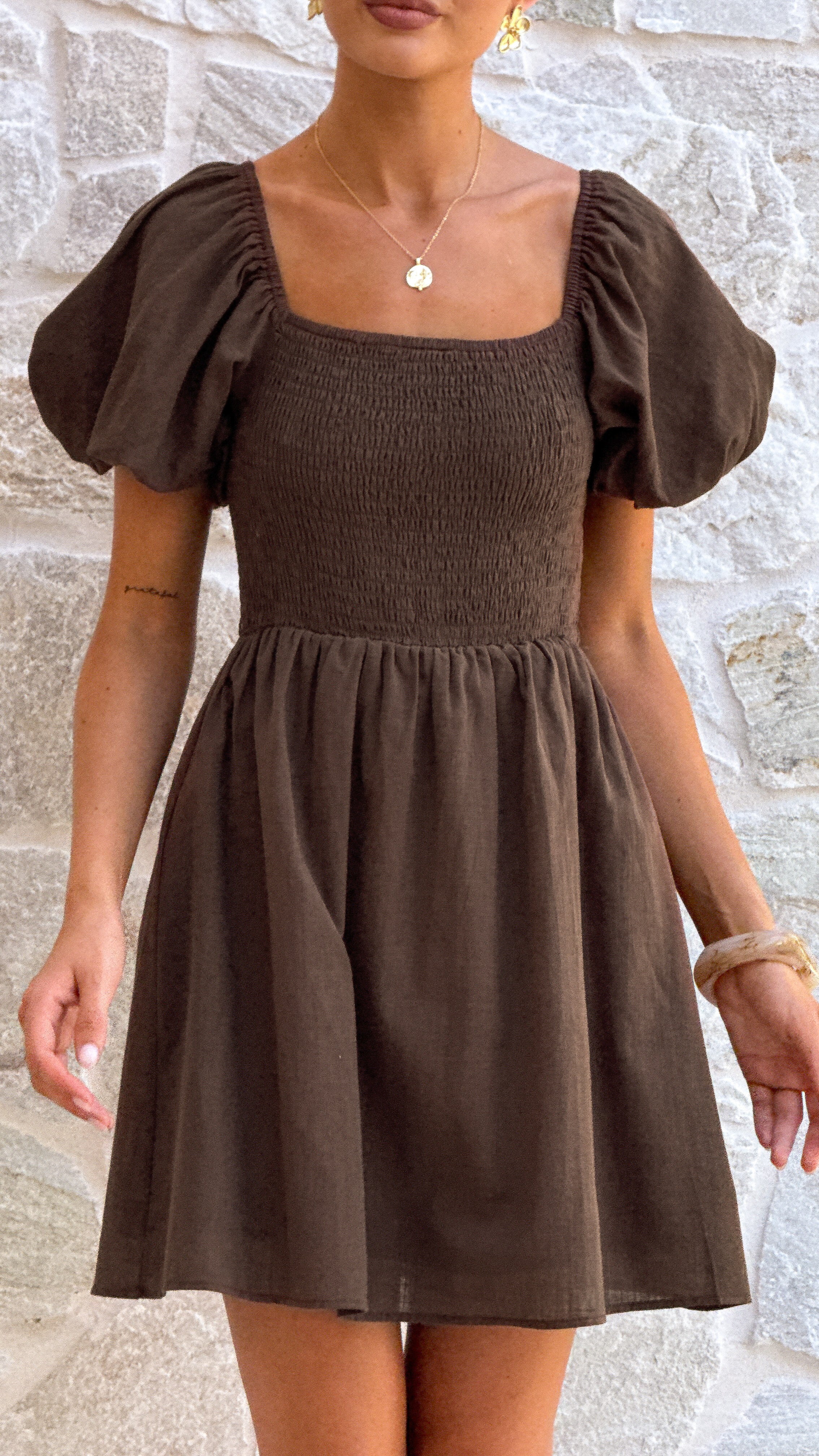 Marissa Mini Dress - Brown - Billy J
