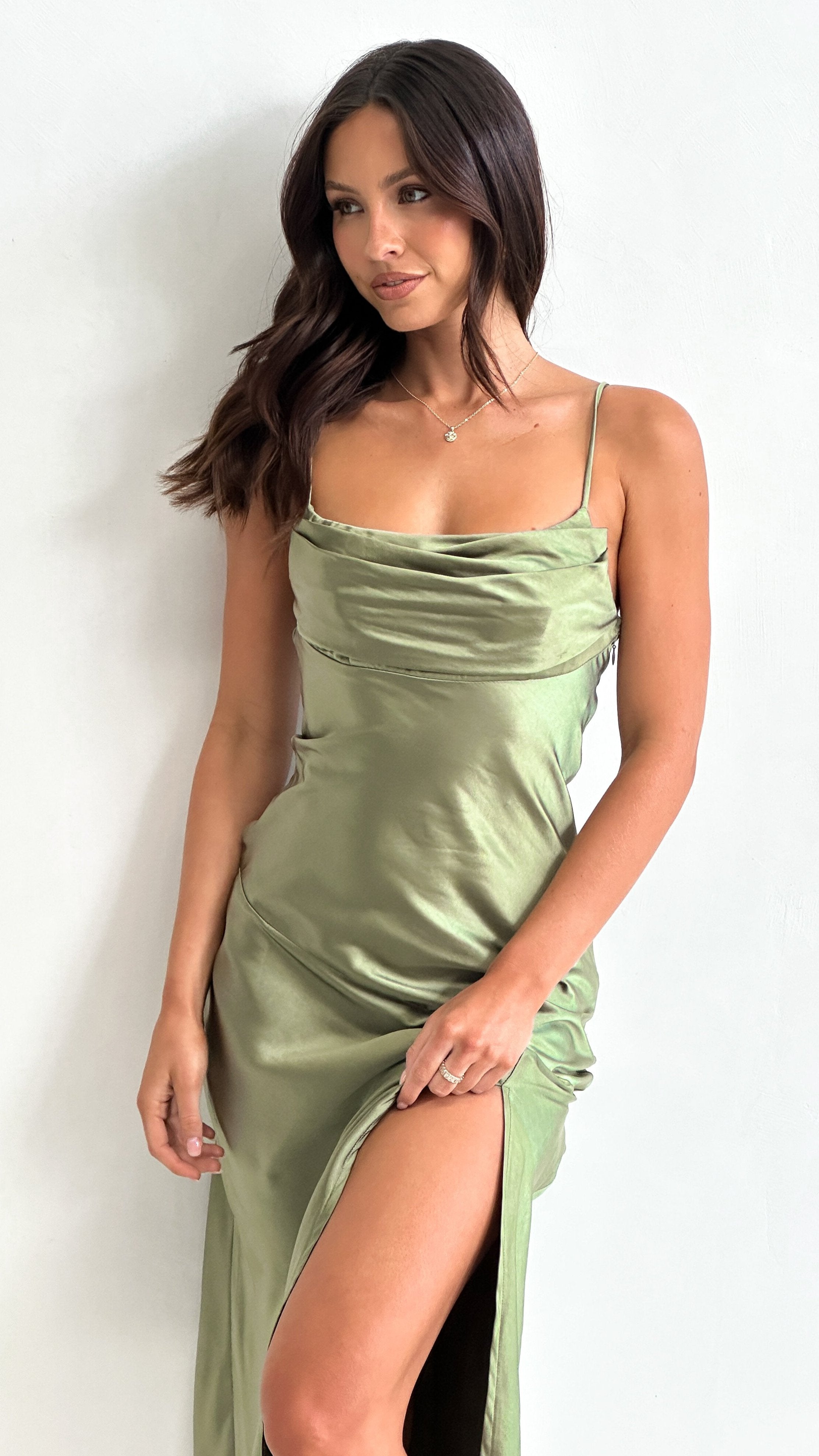 Celina Midi Dress - Olive - Billy J