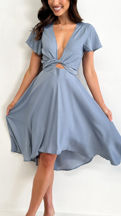 Load image into Gallery viewer, Sunny Daze Dress - Steel Blue - Billy J
