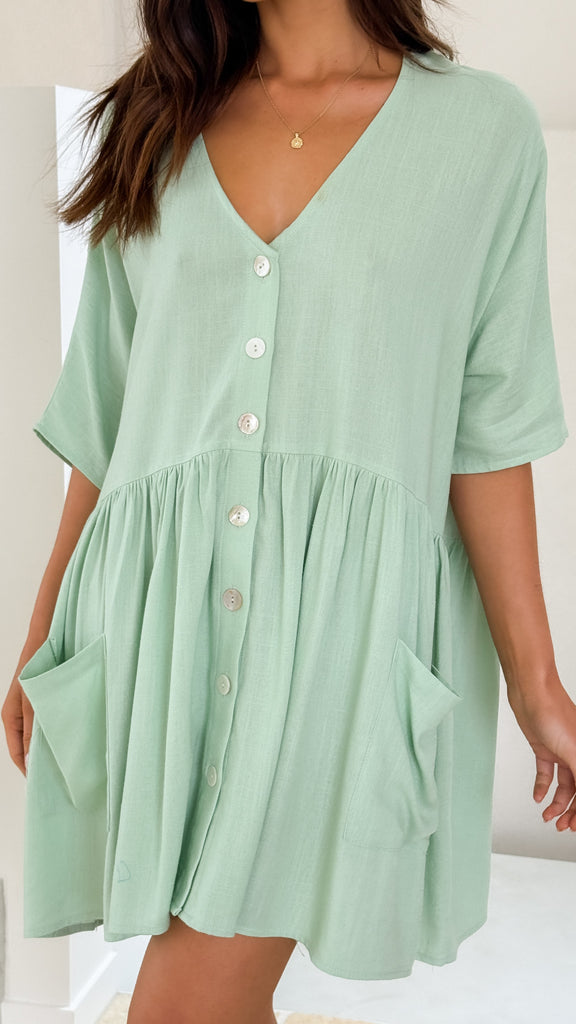 Leah Mini Dress - Sage - Billy J