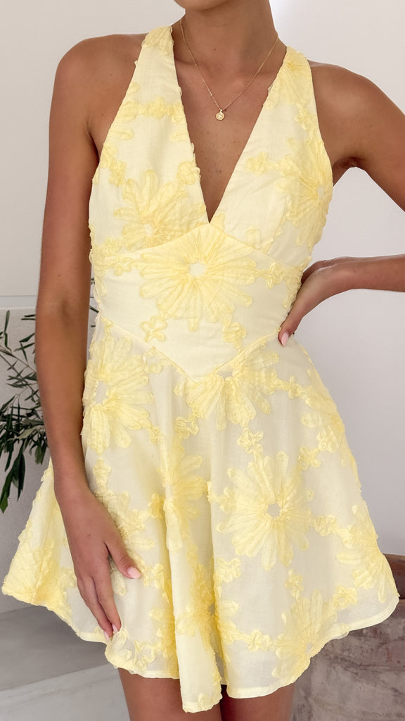 Zaidin Mini Dress - Yellow Floral - Billy J