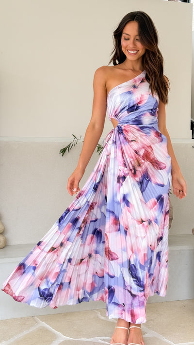 Load image into Gallery viewer, Laken Maxi Dress - Purple Print - Billy J
