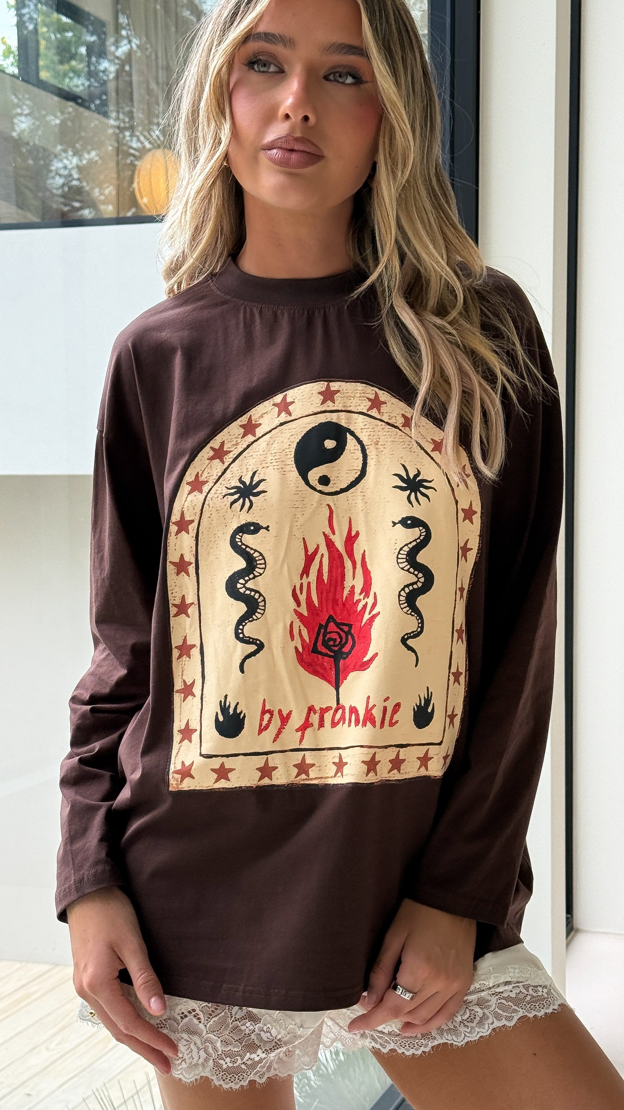 Mia Long Sleeve Tee - Brown - Billy J