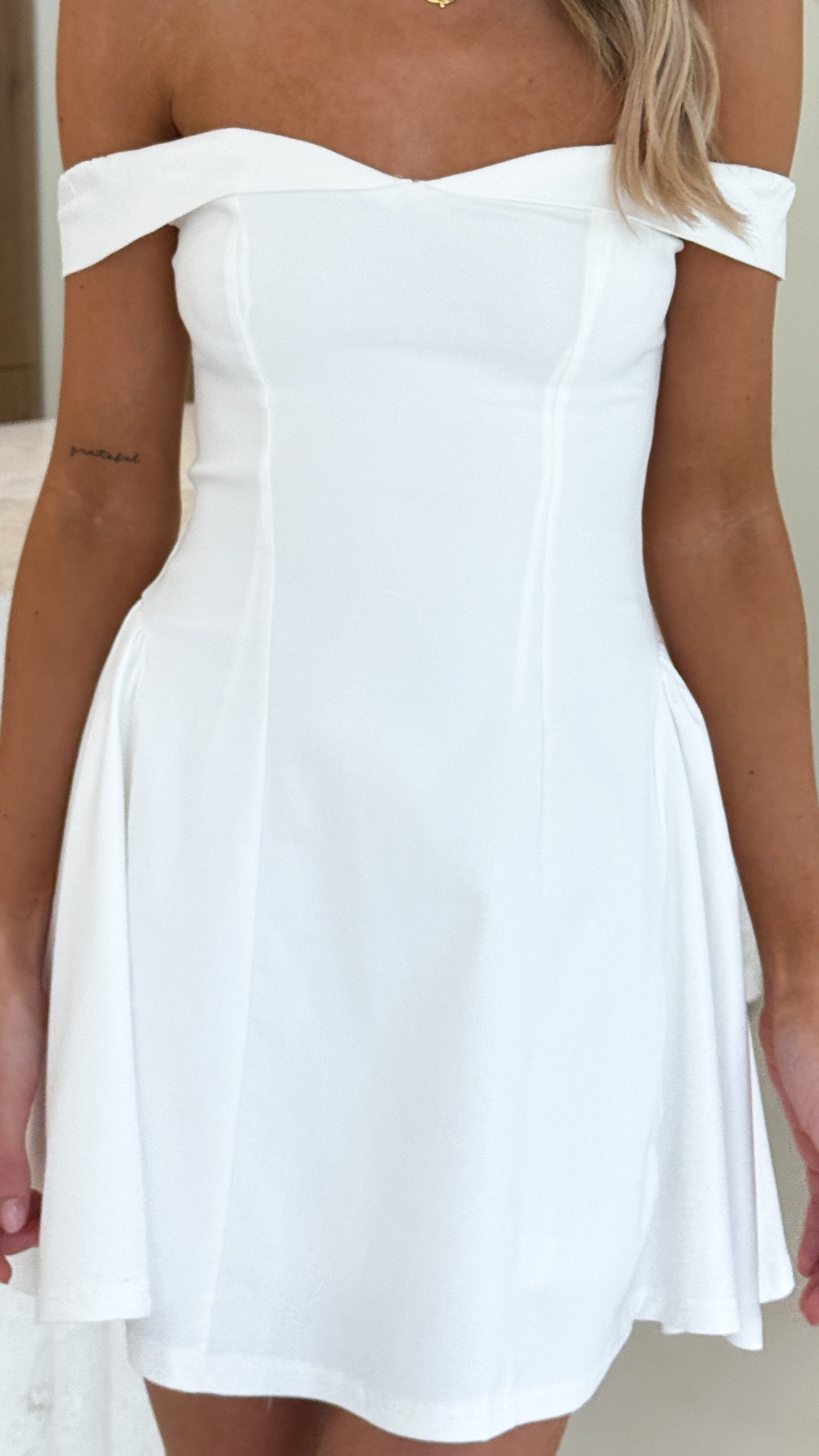 Allie Mini Dress - White - Billy J