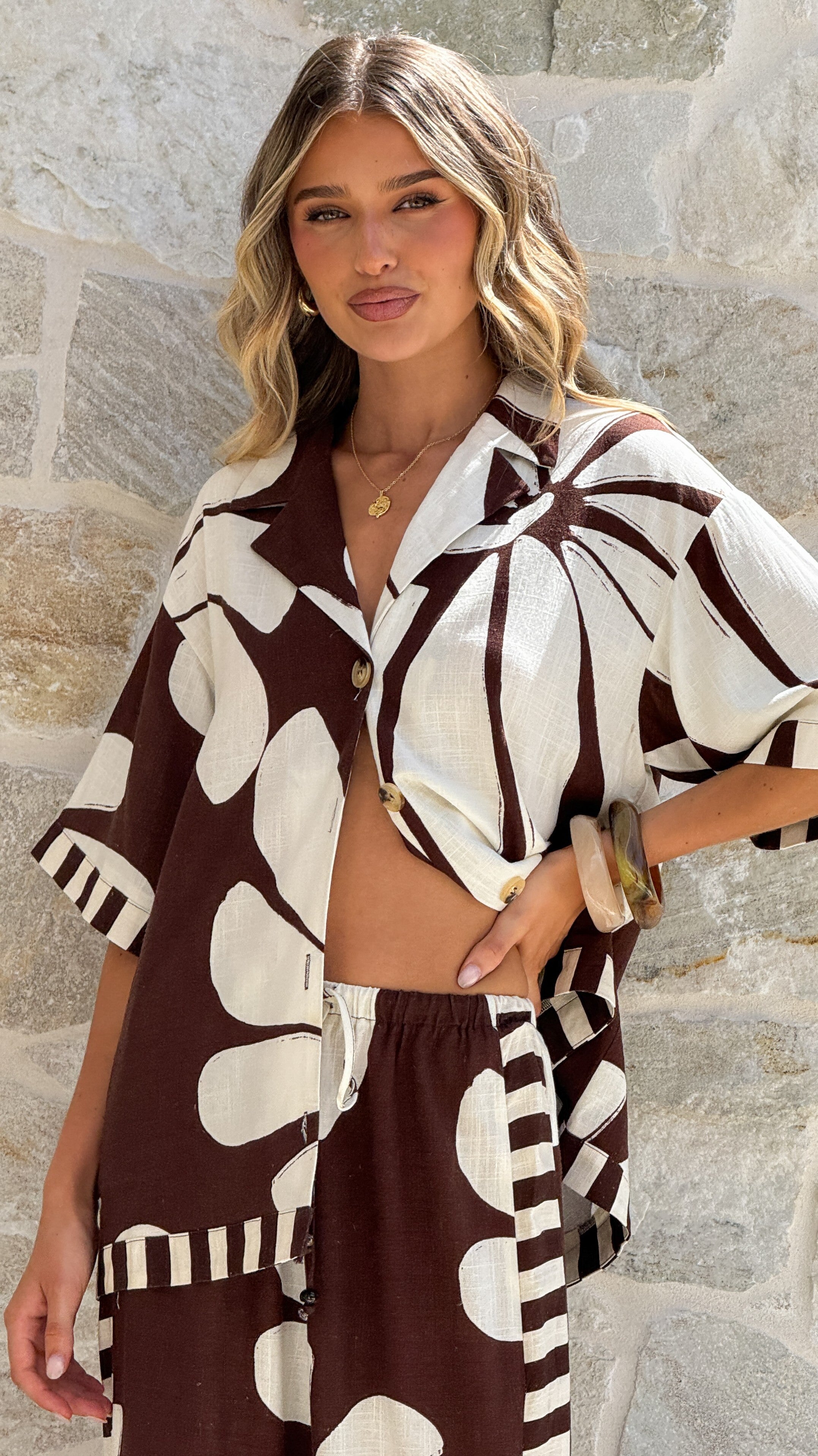 Karissa Button Up Shirt - Acacia Print - Billy J