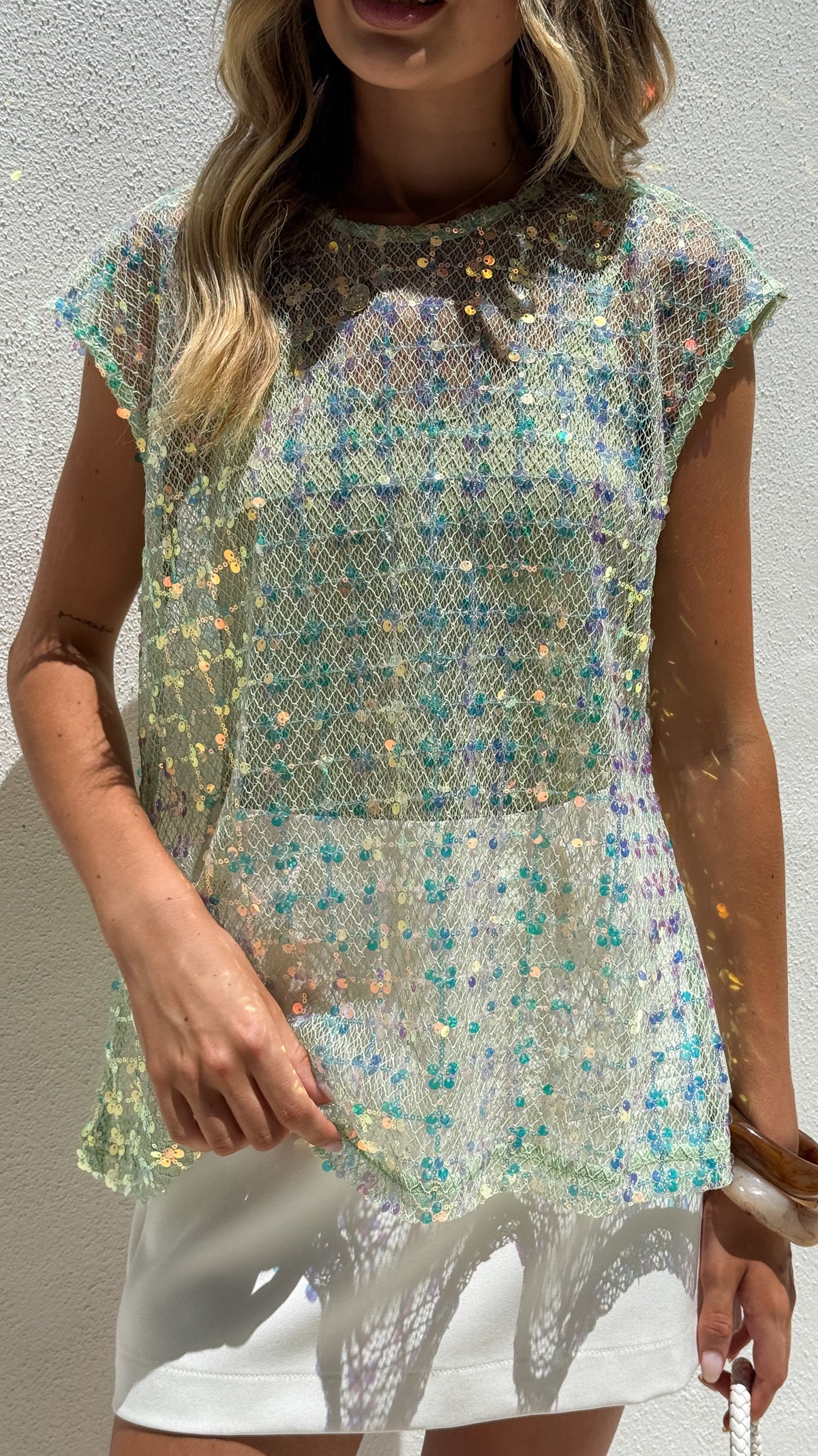 Mirin Sequin Top - Mint - Billy J