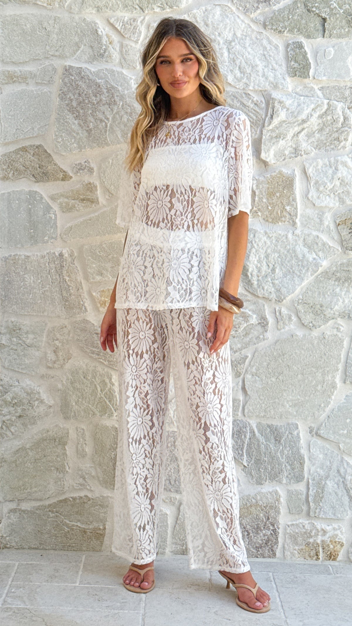 Santana Lace Pants - White - Billy J