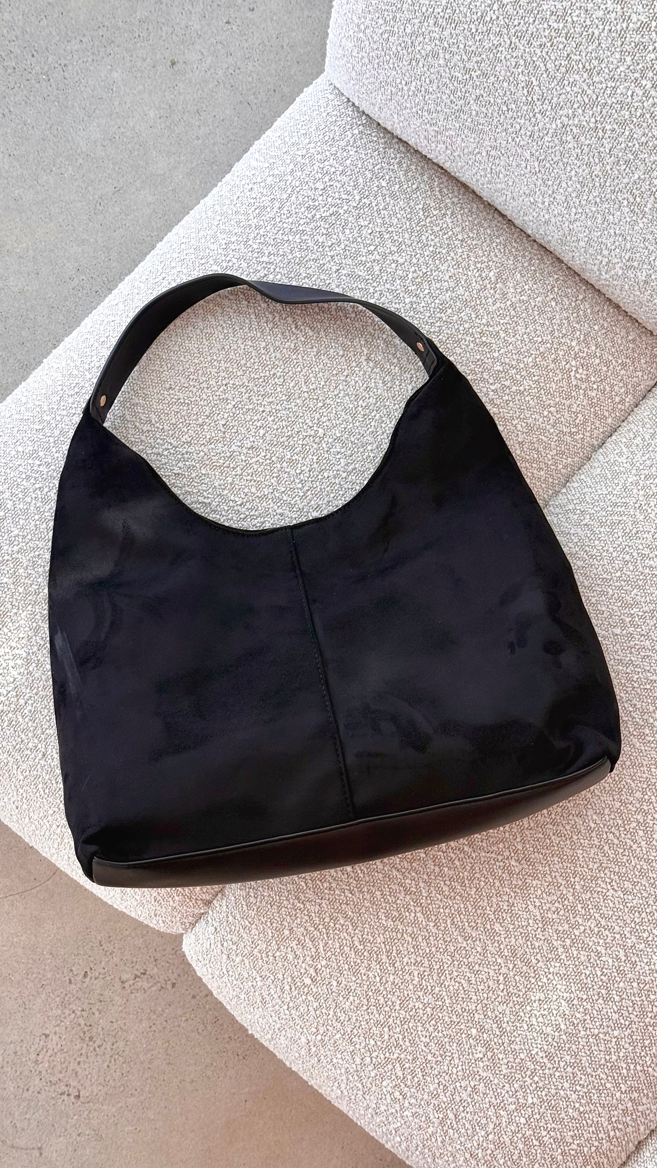 Tammy Shoulder Bag - Black Suede - Billy J