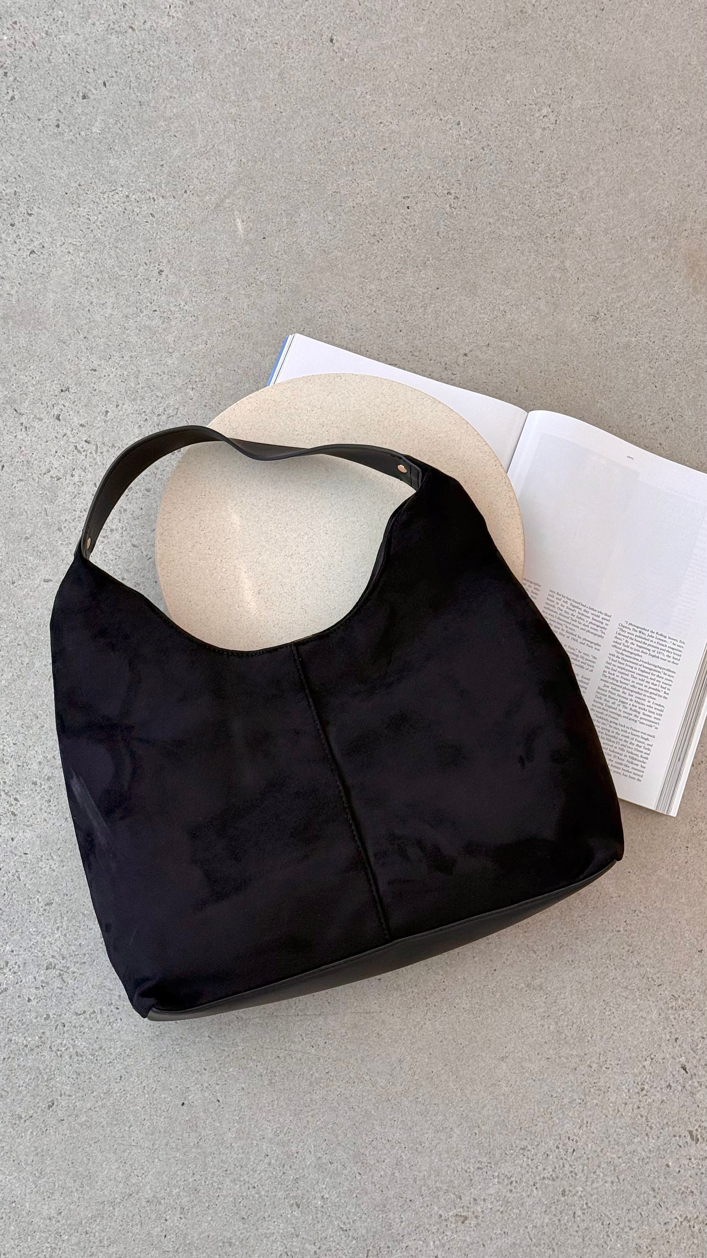 Tammy Shoulder Bag - Black Suede - Billy J