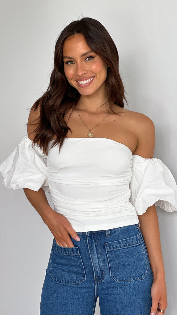 Florence Crop Top - White - Billy J