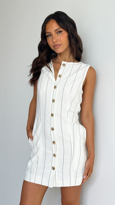 Load image into Gallery viewer, Athalie Mini Dress - White Stripe - Billy J
