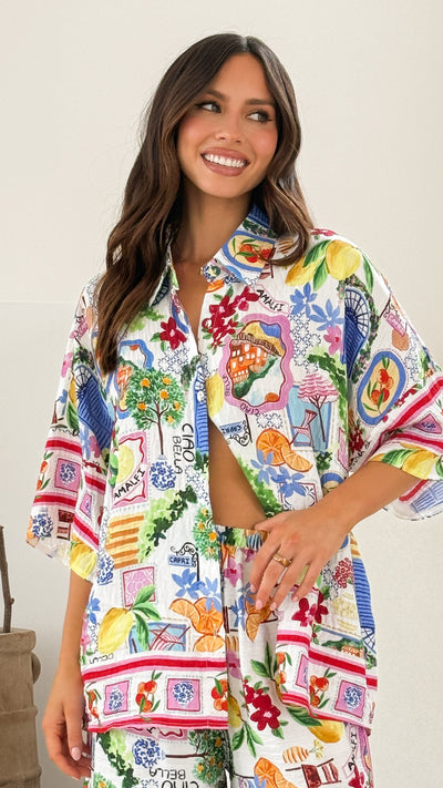 Load image into Gallery viewer, Cerese Button Up Shirt - Ciao Bella Print - Billy J
