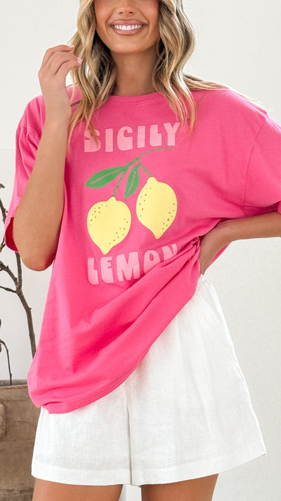 Load image into Gallery viewer, Sicily Lemon Tee - Pink - Billy J
