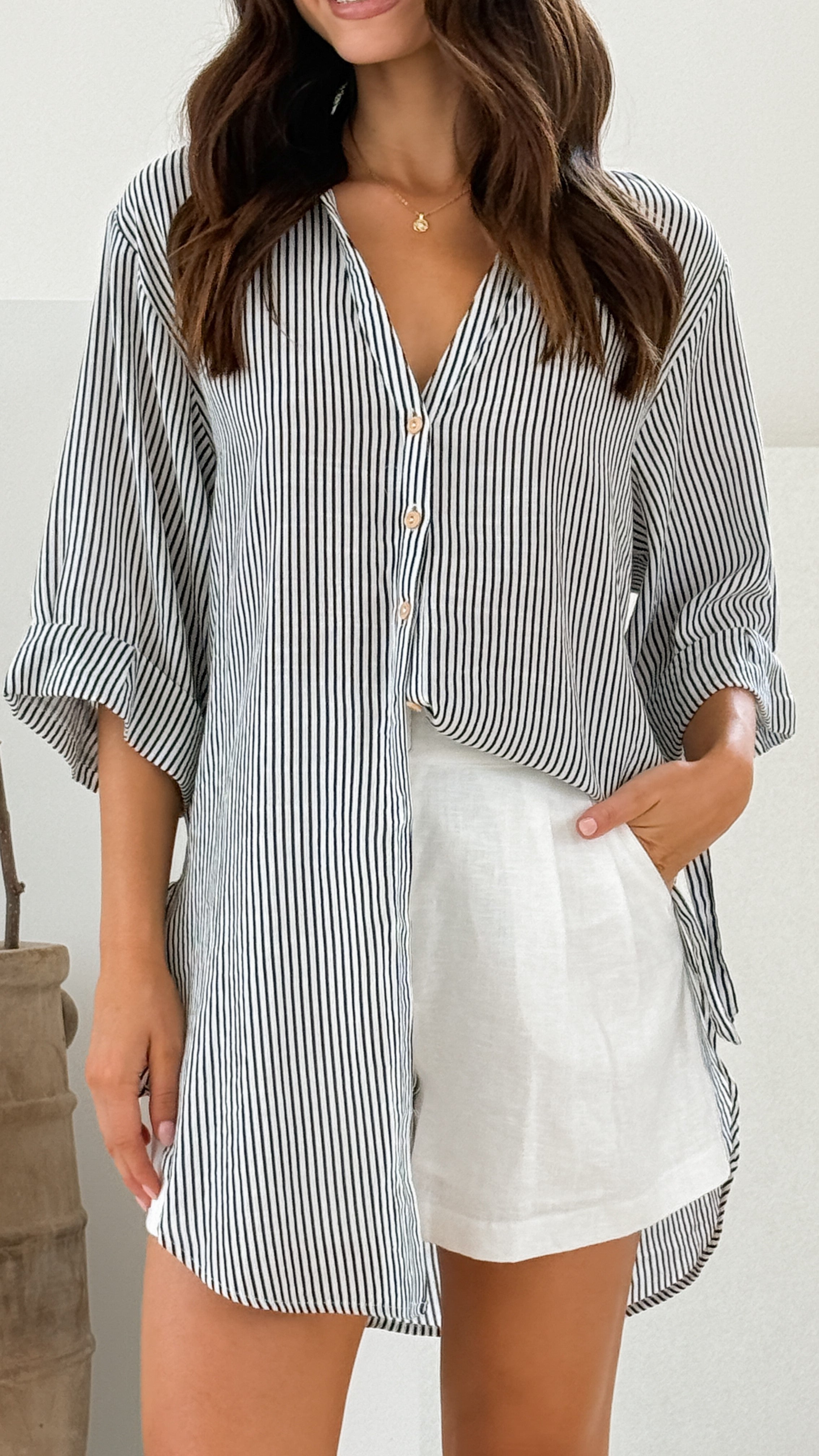 Lucia Shirt -Black/White Stripe - Billy J