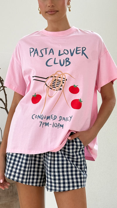 Load image into Gallery viewer, Pasta Lover Top and Shorts Set - Pink/Blue - Billy J
