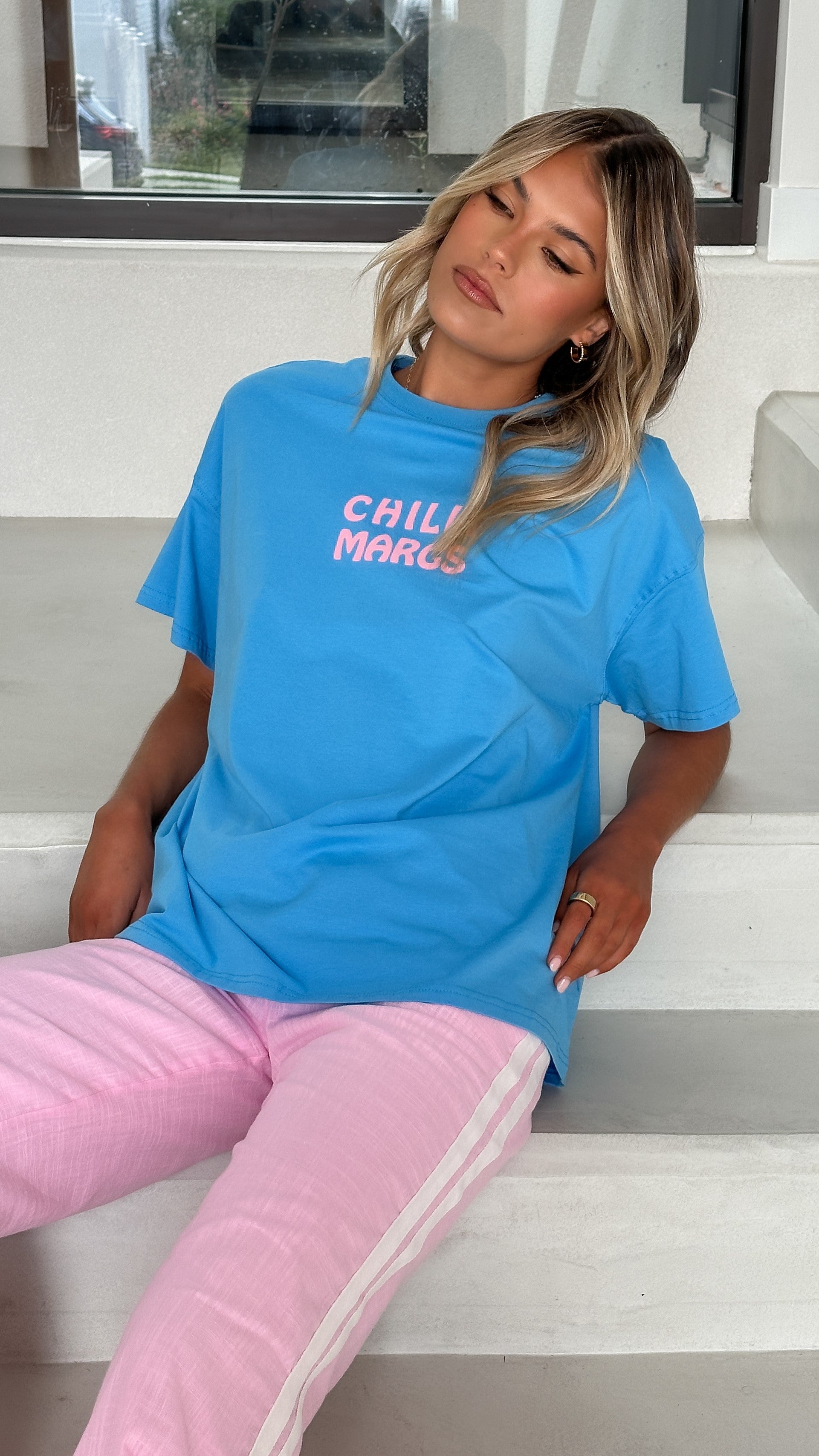 Chilli Margs Top & Pants Set - Blue/Pink - Billy J