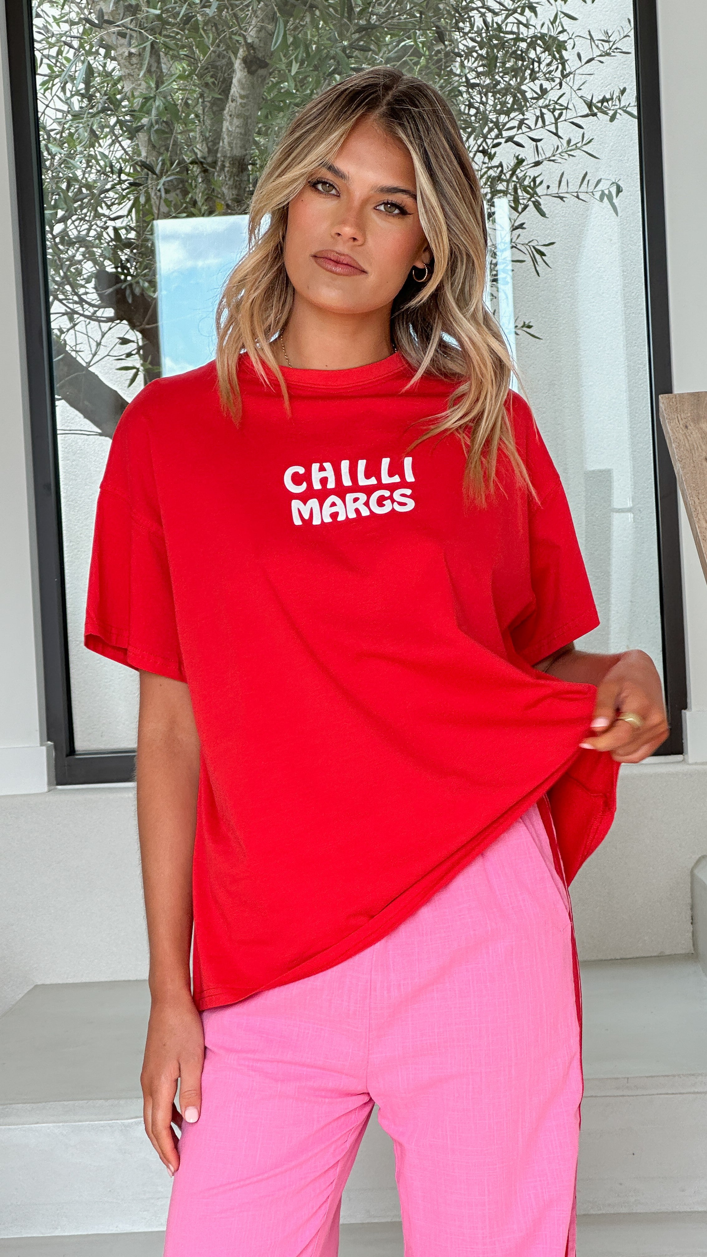 Chilli Margs Top & Pants Set - Red/Pink - Billy J