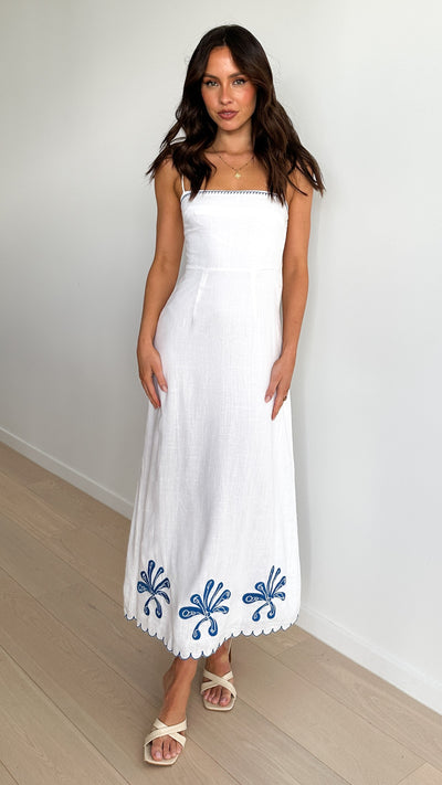 Load image into Gallery viewer, Daya Maxi Dress - White / Blue - Billy J
