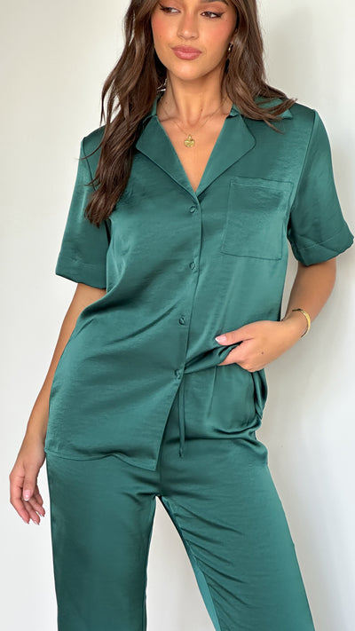 Load image into Gallery viewer, Courtney Button Up Shirt - Emerald - Billy J
