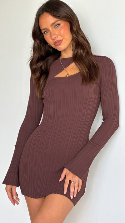 Load image into Gallery viewer, Ellison Mini Dress - Chocolate - Billy J
